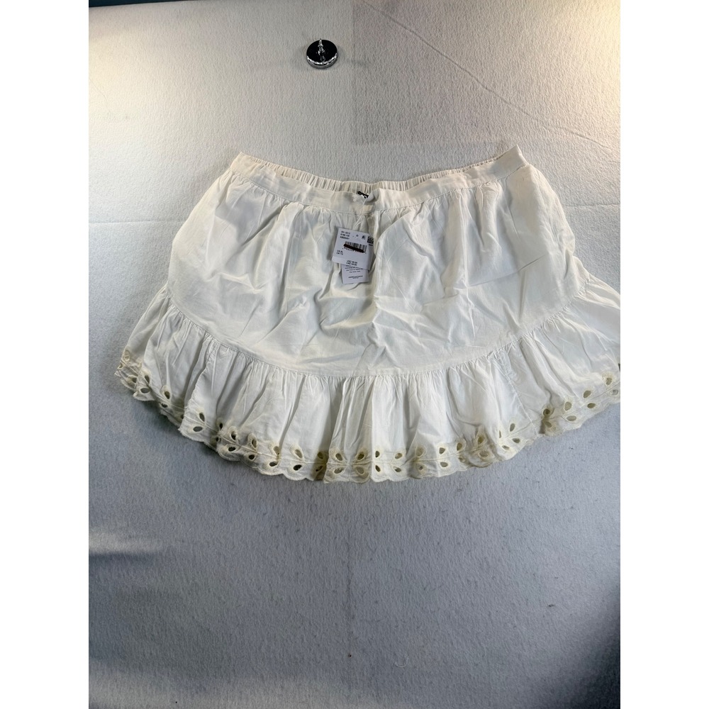 American Eagle White Eyelet Tiered Mini Skirt XL NWT Ruffle Boho Summer Cotton